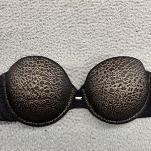 Maidenform STrapless Pushup Bra 38C Push Up Bra 5841 Black